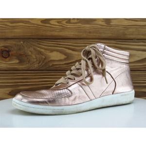 Dolce Vita Size 9 Sneaker Rose Gold Leather Medium (B,‎ M) Lace Up Women